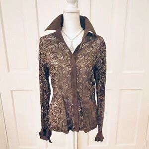 Anne Fontaine brown lace blouse 5